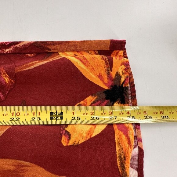NYCC Floral Button-Front Skirt XL Red Orange Purple Linen Blend Tropical Maxi - Picture 14 of 16